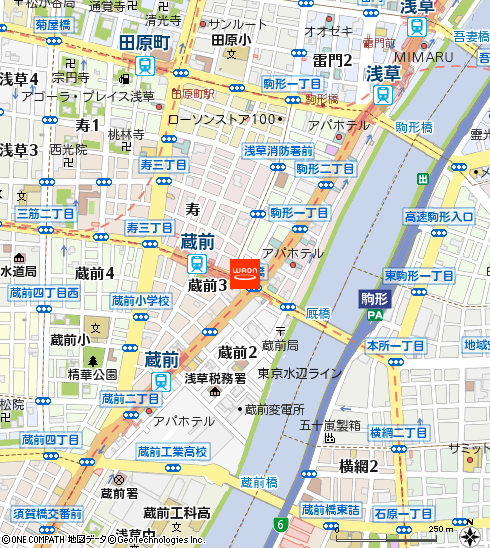 まいばすけっと蔵前駅北店付近の地図